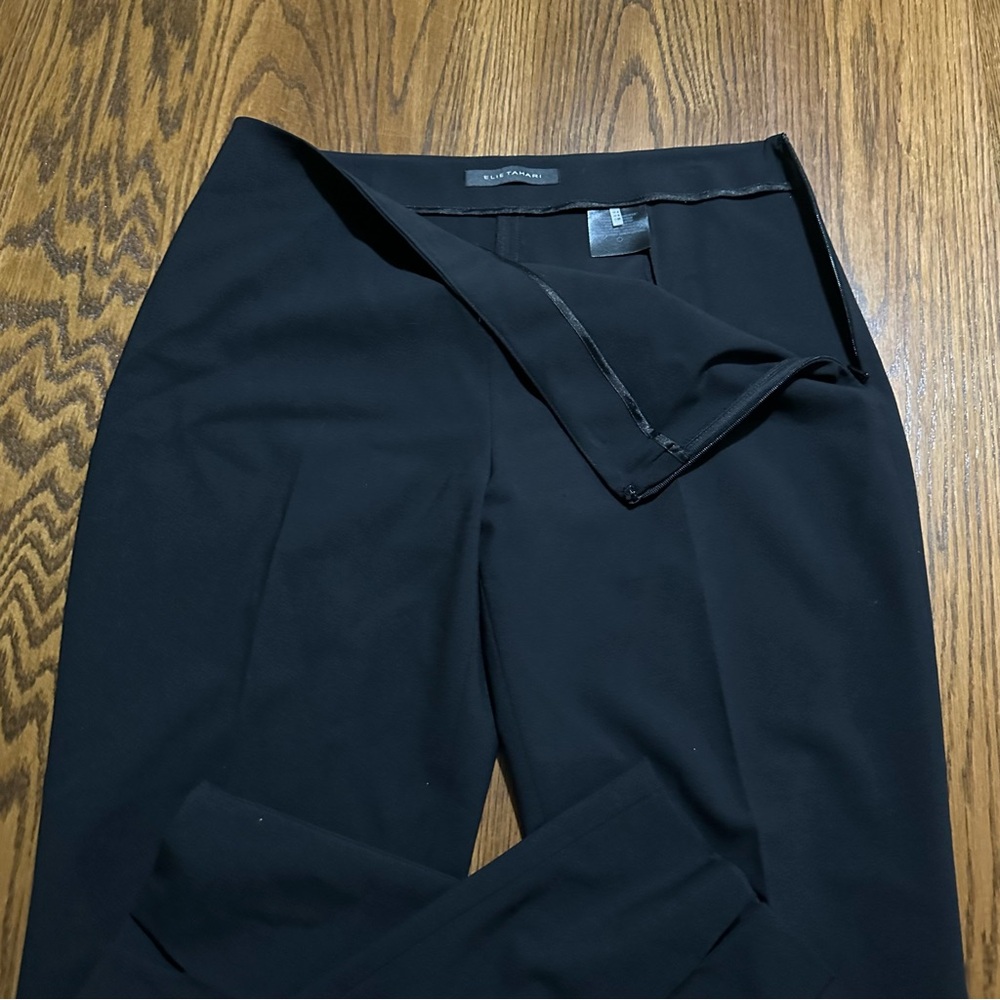 Elie Tahari black pants side‎ zipper slit at ankle size 4 - Picture 5 of 9